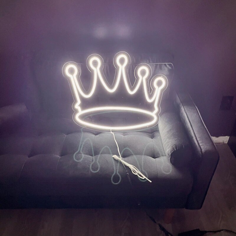 OHANEONK  Custom Crown Neon Sign LED Light Letter Name Logo Personalized Neon Sign Custom For Party Wedding Home Decorative