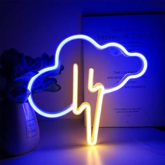 Neon Led Light USB Art Sign Bedroom Decoration Battery Wall Night Lamp Cloud Lightning Shape Hanging Styles Light  Party Lamp