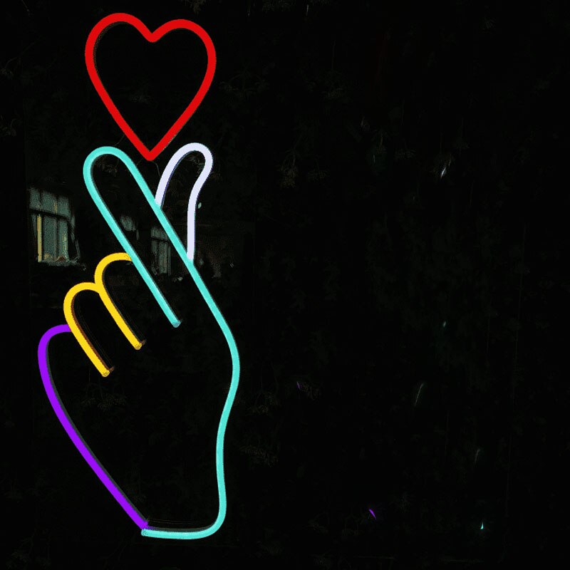 Custom Finger Heart Neon Sign - Kpop Lover Gift Home and Wedding Decor Neon Sign LED Light Neon Sign Bedroom Art Neon Sign