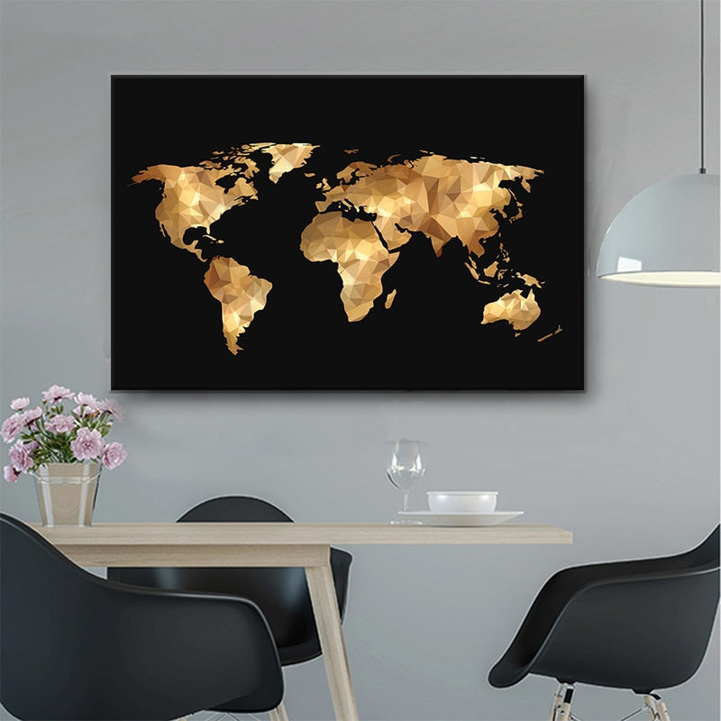 Black & Gold World Map