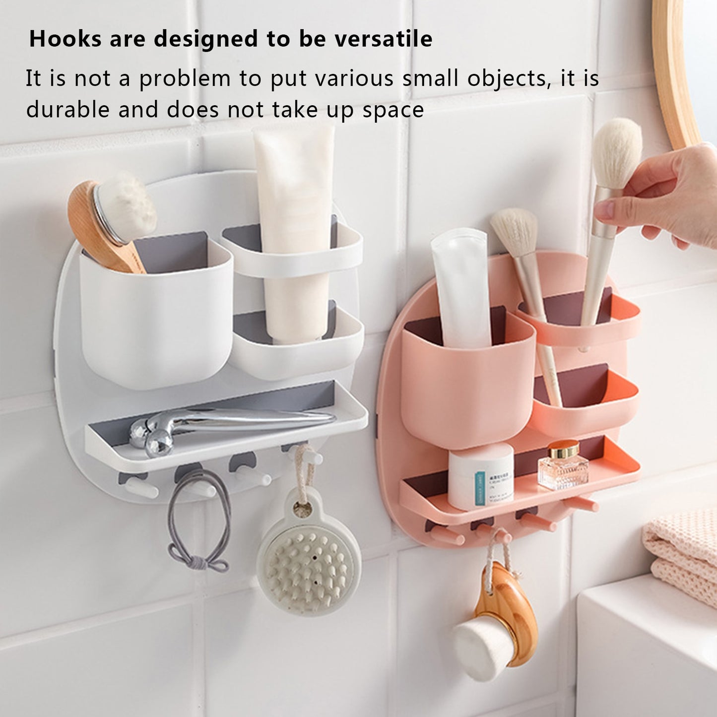 Household Floating Shelf Stylish Wall Mounted Shelves with Hook Design Punch Free Wall Storage Shelves with Hook Design Punch