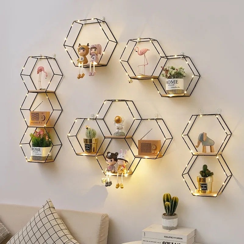 HexaShelf - Nordic Hexagonal Iron Art Floating Wall Shelf freeshipping - Wall Agenda